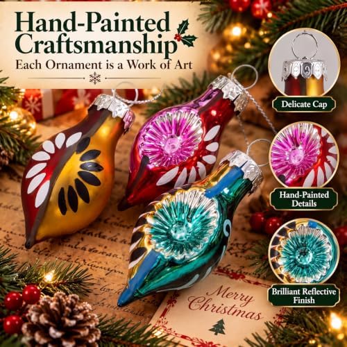 Havawish 24 Pcs Vintage Glass Christmas Ornament, Mini Reflector Decor