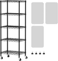 SINGAYE 5 Shelves Storage Shelf Wire Shelving Unit Metal Adjustable Wheels | Small Shelf Storage with Wheels Organizers Closet Unit for Bathroom Laundry Room Kitchen Pantry11.5D x 17.5W x 57H Black