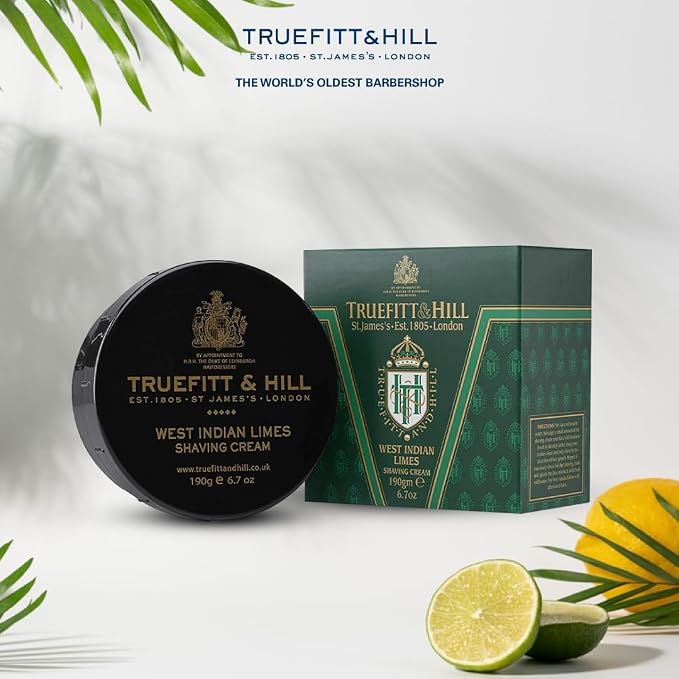 Truefitt & Hill West Indian Limes Shaving Cream Bowl for Men, Refreshing and Zesty scent, 6.7 oz.