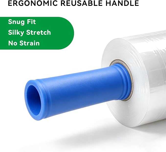 Plastic Shrink Wrap Roll for Moving, 5" x 1200' -12 Rolls | 80 Gauge, 500% Stretch, Heavy Duty, With Handles, Saran Wrap For Moving, Shipping, Packing, Pallet & Furniture Protection