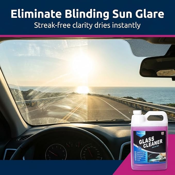 Magic Finish Car Glass Cleaner (1 Gallon) – Ammonia-Free Window Cleaner Spray for Interior & Exterior Auto Glass – Anti-Fog, Streak-Free Car Cleaning Supplies for Tint, Mirrors & Screens
