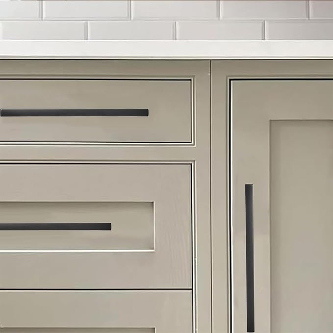 khtumeware 20 Pack 5 inch Center to Center Solid Black Cabinet Pulls Square Bar Drawer Handles Cabinet Handles Matte Black Drawer Pulls Kitchen Cabinet Hardware