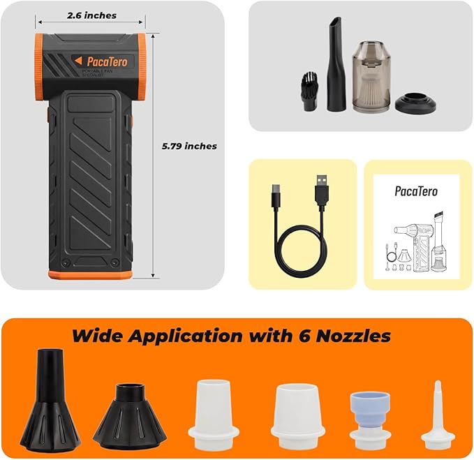 10000mAh Electric Compressed Air Duster, 3-in-1 Cordless Air Blower Vacuum Inflator, Portable Rechargeable Cleaner for PC, Keyboard, Laptop, Car Interior Dust Cleaning