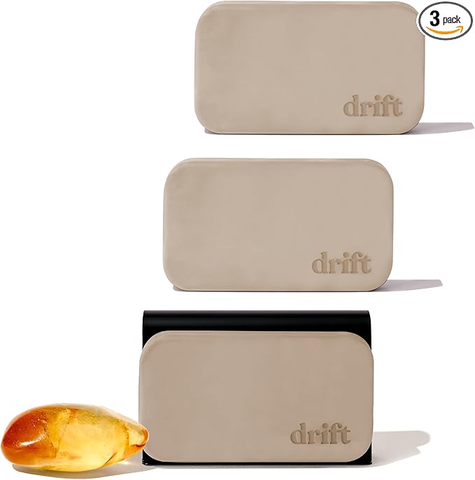 Drift Car Air Freshener - Stone Air Freshener - Car Odor Eliminator - Long Lasting Scent - Auto Accessories - Metal Clip - Essential Oils - Clean Ingredients - Amber 3 Pack Starter Kit - CLIP INCLUDED