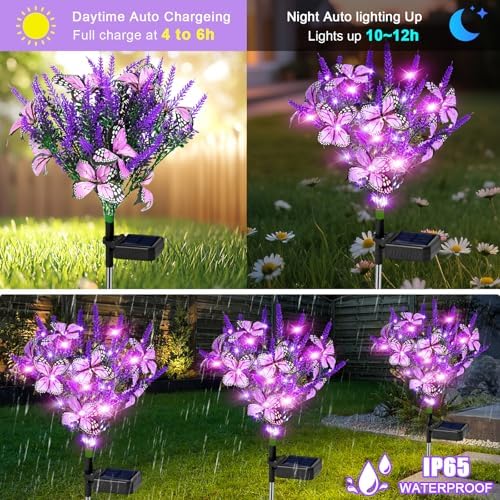 NBQQ Solar Christmas Tree Lights 4 Pack Purple Christmas Decor