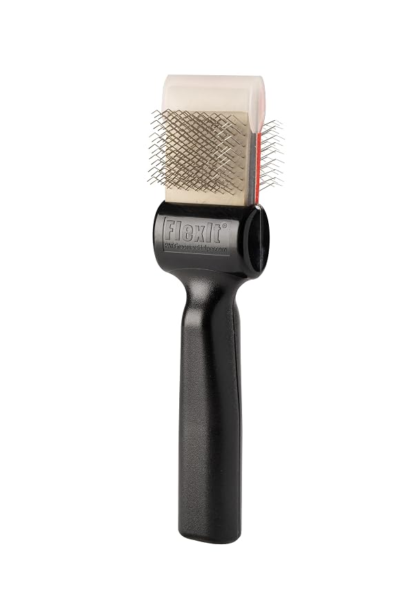 FlexIt® Red/Silver Firm Flex Mat Zapper Dog Grooming Brush – Undercoating Combo (Single)