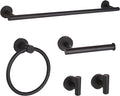 Matte Black Bathroom Hardware Set, Modern 24-Inch Towel Bar Set Wall Mounted, Towel Rack Set Black,Stainless Steel Bathroom Accessories Set Black,5-Pieces