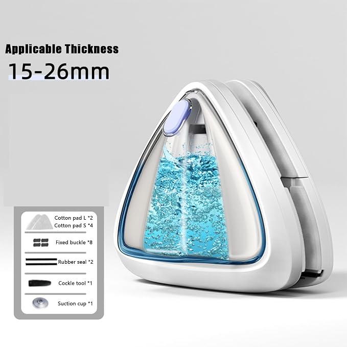 Magnetic Glass Wiper Brush Window Cleaner Double-side Water-filled Magnetic Glass Cleaning Tool Brush for Double Glazed Window Thickness 0.5"-1" (15-26mm)