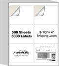 AveneMark 500 Sheets 3000 Labels Shipping Address Labels, 6 up 3-1/3" x 4" Quick to Peel Stickers Paper for Laser & Inkjet Printers, Printable Mailing Labels Stickers (6 Labels per Page Sheet)