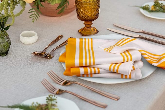 Urban Villa Kitchen Towels 100% Cotton Pack of 3, Highly Absorbent Quick Drying Super Soft Premium Dish Towels 20x30 Inch for Kitchen with Hanging Loop Hand & Tea Towels - Yellow/White