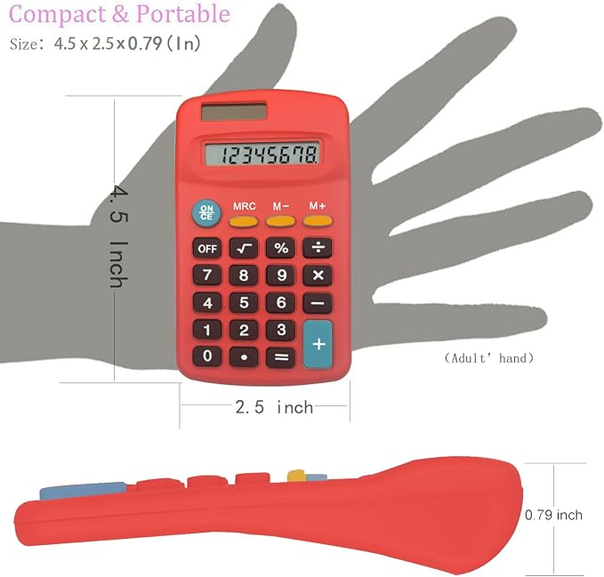 Calculators Bulk,Calculator Small (C, Set of 30) | 8 Digit Dual Power Portable Pocket Size Desktop Handheld for Classroom Desktop Home