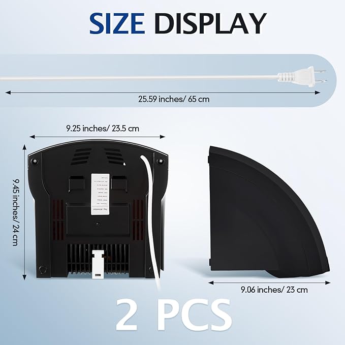 Rossesay 2 Pcs Electric Hand Dryer Commercial Compact Air Wiper Automatic Hand Air Dryer for Dry Machine Wall Business Home Household Restroom Office Mall, 110v,1200W (Black)