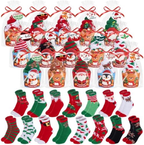 30 Pairs Christmas Cupcake Socks Women Fuzzy Xmas Party Gifts