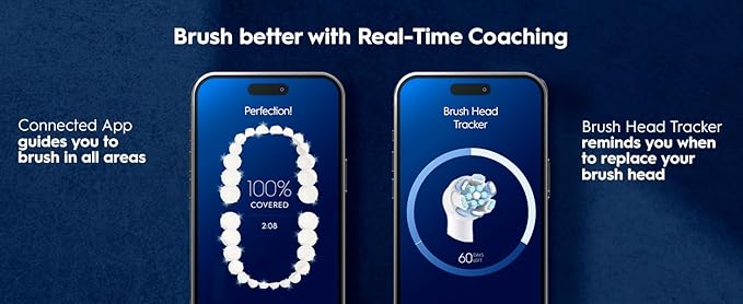 Oral-B Rechargeable Electric Toothbrush, iO9 Genius, 7 Cleaning Modes, Interactive Display, Charging Travel Case, Visible Pressure Sensor, 4 Brush Heads, White Alabaster