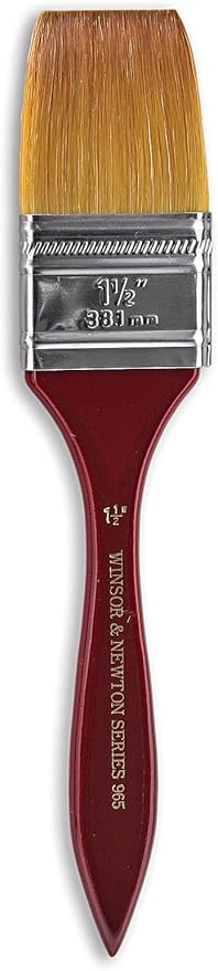 Winsor & Newton 5463138 Series 965 Golden Nylon & Natural Hair Short Handle Brush - Wash 11/2 inch