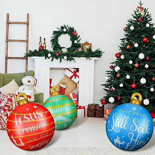 Jetec 4 Pcs Giant Inflatable Christmas Ball, Religious, Color 6