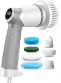 DAESUNG Electric Spin Scrubber, Cordless Power Scrubber & Electric Cleaning Brush with 7 Replaceable Heads, Dual Speed IPX7 Waterproof Handheld Scrubber for Bathroom, Shower & Tile Cleaning