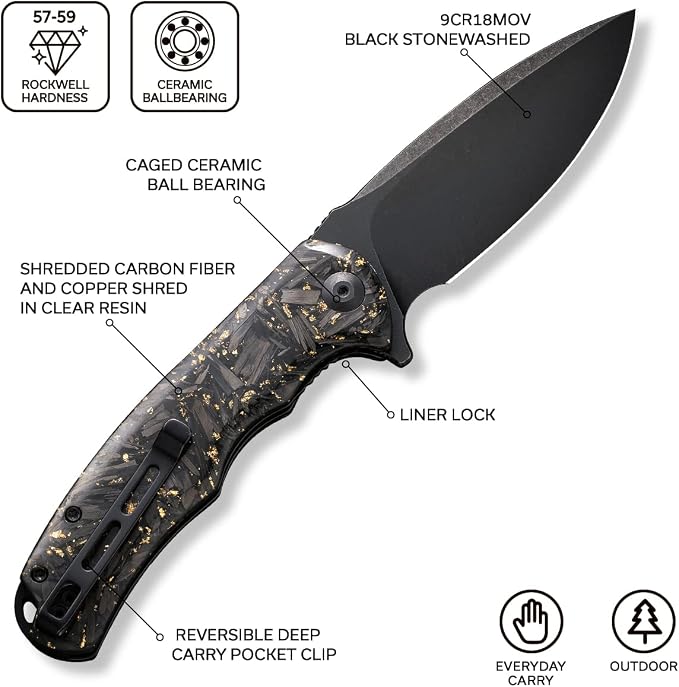 CIVIVI Praxis Full-size Folding Pocket Knife, 3.75" Blade C803J | Smooth Action, Comfortable Grip, Liner Lock, Deep Carry Reversible Clip for EDC