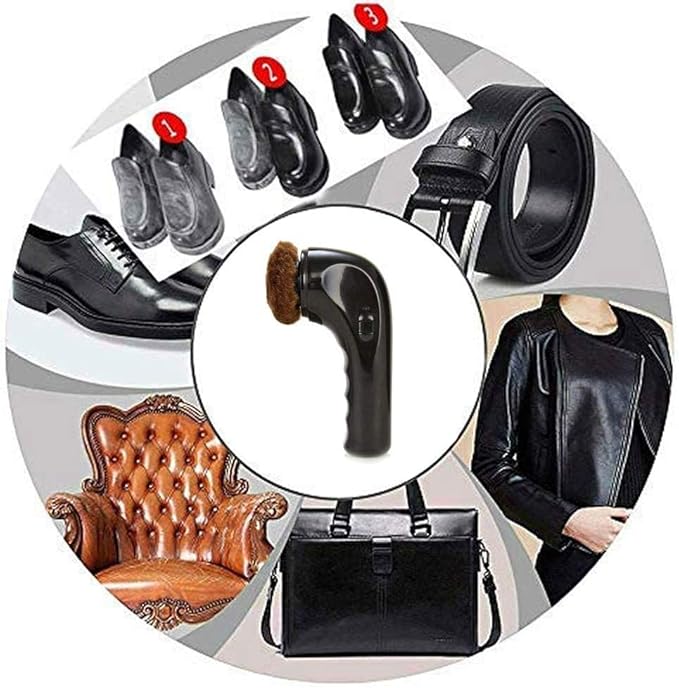 Shoe Shine Kit Electric Shoe Polisher Brush Shoe Shiner Dust Cleaner Portable Leather Care Kit for Shoes, Bags, Sofa (Black)