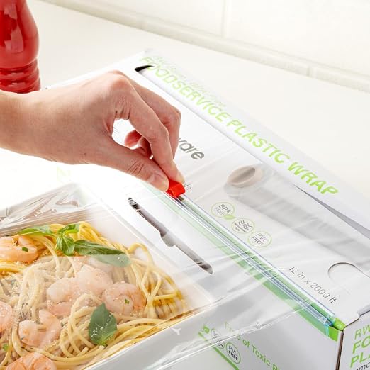 Restaurantware Cling Wrap 2 Roll Of 12" x 2000' Plastic Food Wrap With Slide Cutter, Clear, Micorwavable, Freezer-safe, For Food Prep, Commercial and Home Kitchens