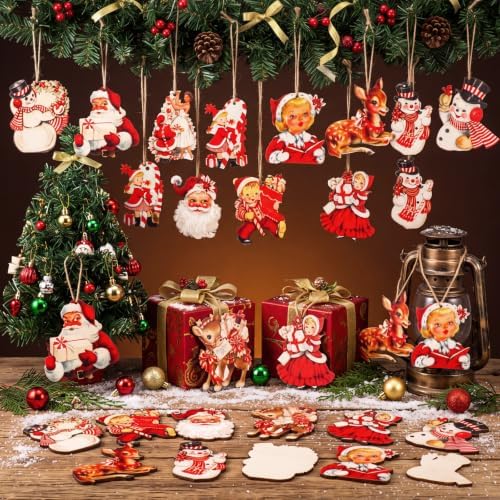 Huwena 36 Pcs Vintage Christmas Tree Ornaments, Classic, Red White