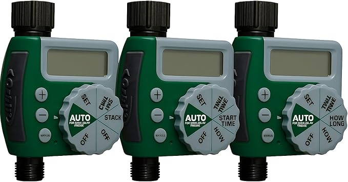Orbit Programmable Digital Hose Watering Timer - 1 Outlet - Battery Powered - with LCD Screen - Built-in Rain Delay - Water-Resistant - 62061 (3-Pack 1 Outlet)