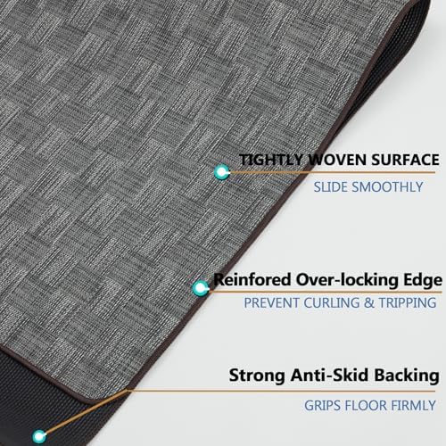 Chair Mat for Hardwood & Tile Floor, 36" x 48" Heavy Duty Office Chair Mat for Rolling Chairs, Anti Slip, Non-Curve, Floor Protector for Home Office, Charcoal Grid
