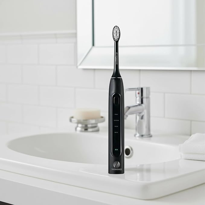 TheraSmile Rechargeable Sonic Toothbrush with Red & Blue Light Therapy, 31,000 Brush Strokes per Minute, Water-Resistant