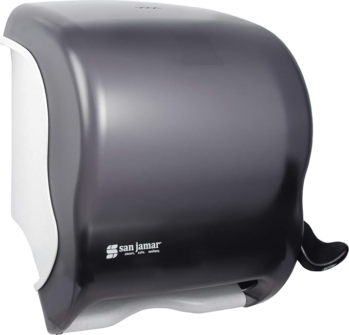 San Jamar Classic Element Paper Towel Dispenser Wall-Mounted Commercial Roll Dispenser, Fits All Core Sizes with Lever for Bathroom, Kitchens, and Restaurants, Plastic, Universal Paper, Black Pearl