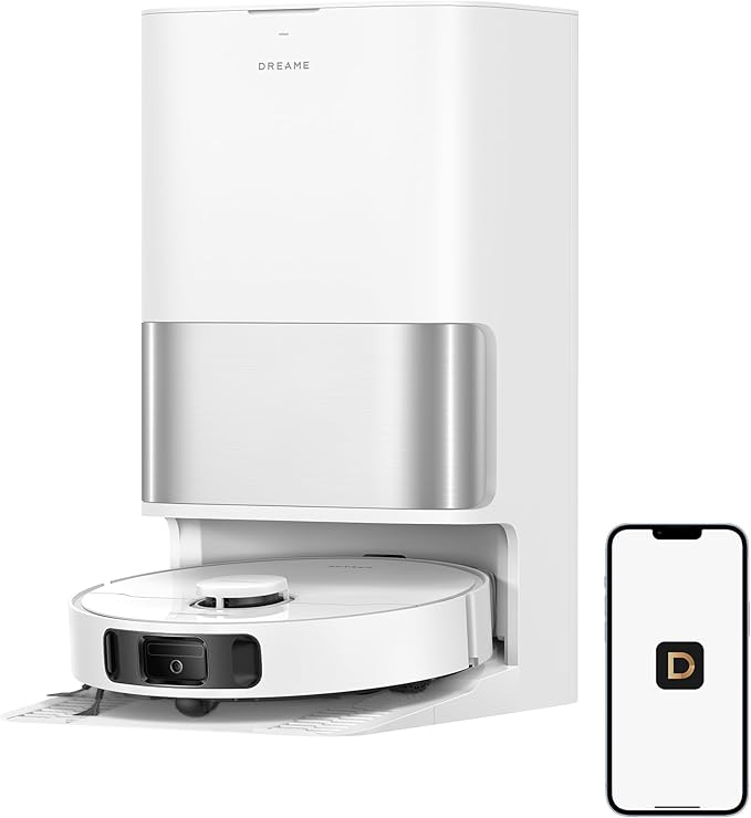 DREAME D30 Ultra CE Robot Vacuum and Mop with Auto Dust Emptying, 25,000Pa Suction, 0.41in Mop Lifting, Multifunctional Base Station, Mop Self-Washing, Smart Obstacle Avoidance, White