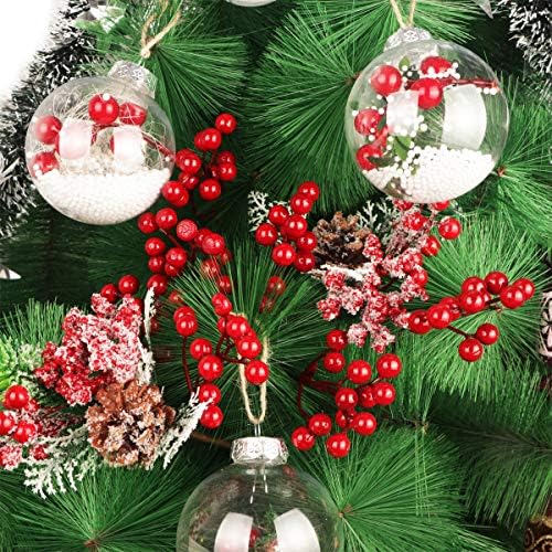 Fangoo 20 Pack 7 Inch Artificial Red Berry Picks for Christmas Tree