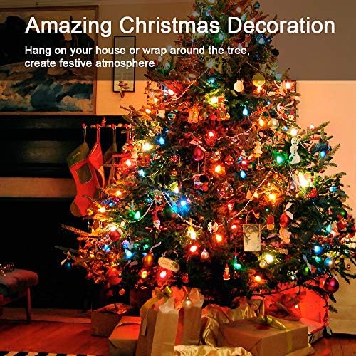 Brizled Colored Christmas Lights Incandescent, 300 Count, 69.6ft, Linkable
