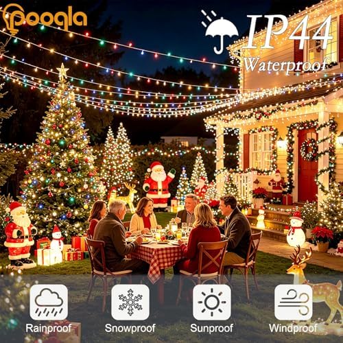 Pooqla 200 LED Color Changing String Lights with Remote, 66 ft
