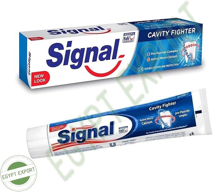 2 Box Signal Anti Caries Toothpaste Cavity Fighter Best Ever Active Micro Calcium Pro Fluoride Complex for Cavity Protection & Long Term Fortification (4.23 oz 120 ml Each One) معجون سيجنال اسنان