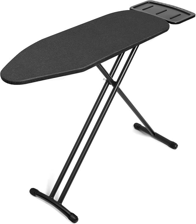 Duwee 13"x38" Ironing Board with Heat Resistant Cover and 10mm Foam | Ironing Boards Full Size with Silicone Steam Iron Rest, Adjustable Height,Heavy Sturdy Legs,Black