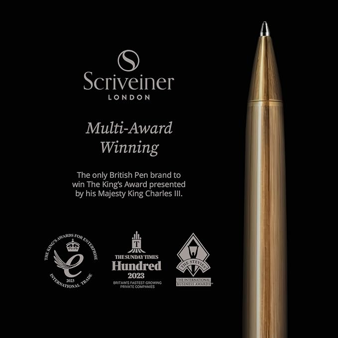 Scriveiner Bronze Ballpoint Pen - Stunning Luxury Pen, Schmidt Black Refill, Best Ball Pen Gift Set for Men & Women, Professional Executive Office, Nice Fancy Designer Pens