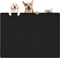 39.4"x29.5" Large Pet Food Mat, Silicone Dog Mats for Food and Water, Nonslip Pet Feeding Mats for Floors,Dog Cat Bowl Mat with Raised Edges, Black