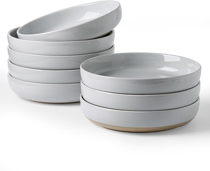 famiware Milkyway 33 oz Bowl Set, Pasta Bowls Set of 8, Salad Bowls Perfect for Your Friend for Housewarming, Thanksgiving, Christmas, Light Gray