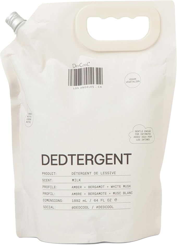 DedCool Liquid Laundry Detergent in Milk | Luxurious Scent | Stain-Removing Formula | Infused with Natural Essential Oils | Non-Toxic | Up to 120 Washes | 64 fl oz