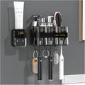 Toothbrush Rack Toothbrush Rack Free Punch with Mouthwash Cup Brushing Cup Wall-Mounted Bathroom Multi-Functional Storage Box Bathroom Toothbrush Holder(B,Medium)