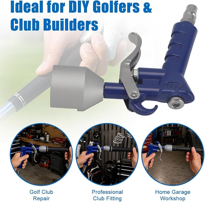 Golf Grip Installation Tool, Air Golf Grip Installer Gun & Removal Tool | No Tape No Solvent Required, for Golf Club Regripping & Grip Removal, Fits Standard Air Compressors (Compressor Not Included)