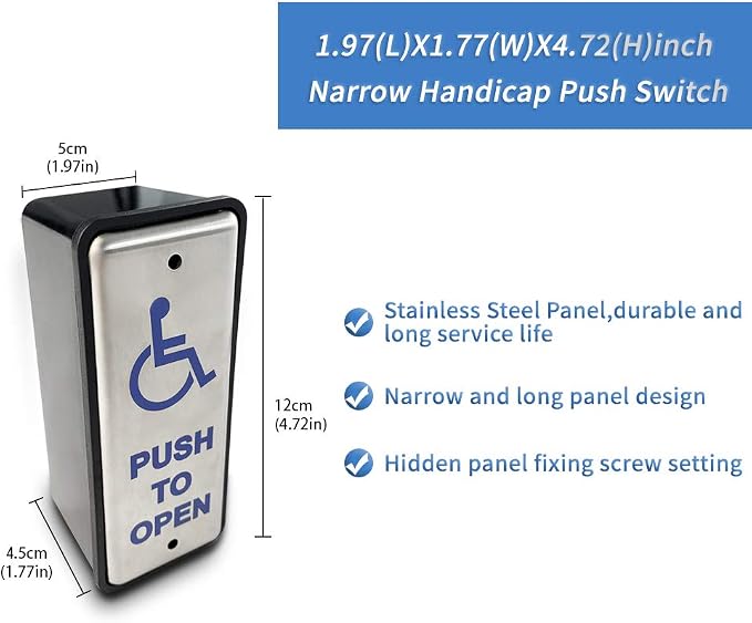 Electronic Automatic Swing Door Opener System with Wired Narrow Handicap Push Buttons Olide-515 and 550lbs Fail Safety Electric Strike