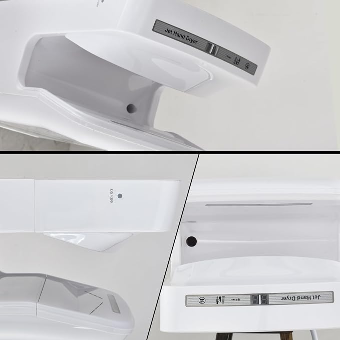 Vertical Premium Commercial Hand Dryer for Bathrooms - High Speed 1850W Jet Air Dryer with Adjustable Air Velocity & HEPA Filter - Electric Hand Dryer for Commercial Use (White)