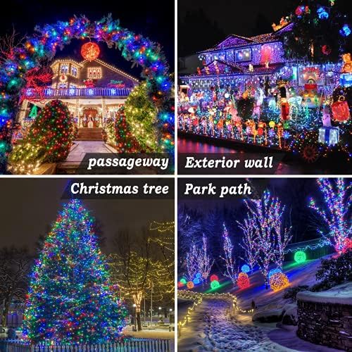 KNONEW 197FT 500 LED Christmas Lights Outdoor String Lights 8 Modes & Memory Fairy Light Plug in Waterproof LED String Lights for Xmas Yard Tree Wedding Party Holiday Decorations (Multicolor)