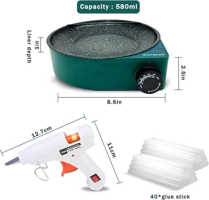 Hot Glue Pot for Crafts with 20W Mini Glue Gun & 40 Sticks, Glue Pots for Crafting Featuring Dip & Coat Design Eliminates Trigger Fatigue, 2-in-1 System for Bulk DIY & Precision Floral Art