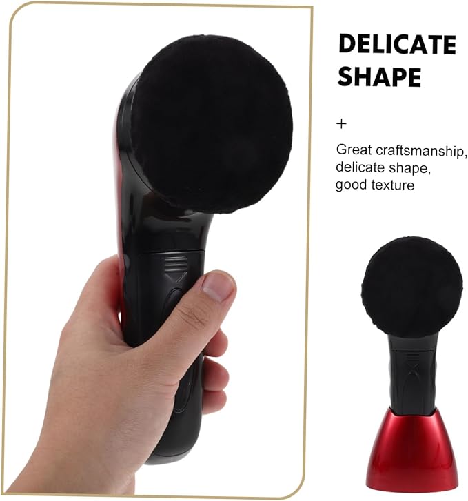 Electric Shoe Polishing Brush Kit with Replacement Brush Head | 710 Red Dual Power, Fiber Sponge Plastic Build, Office and Home Use, Portable Design with Interchangeable Heads
