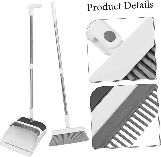 1set Ergonomic Broom and Dustpan Set Soft Bristle Household Cleaning Tools for Home Office Indoor and Outdoor Use Compact and Convenient Dustpan Kit