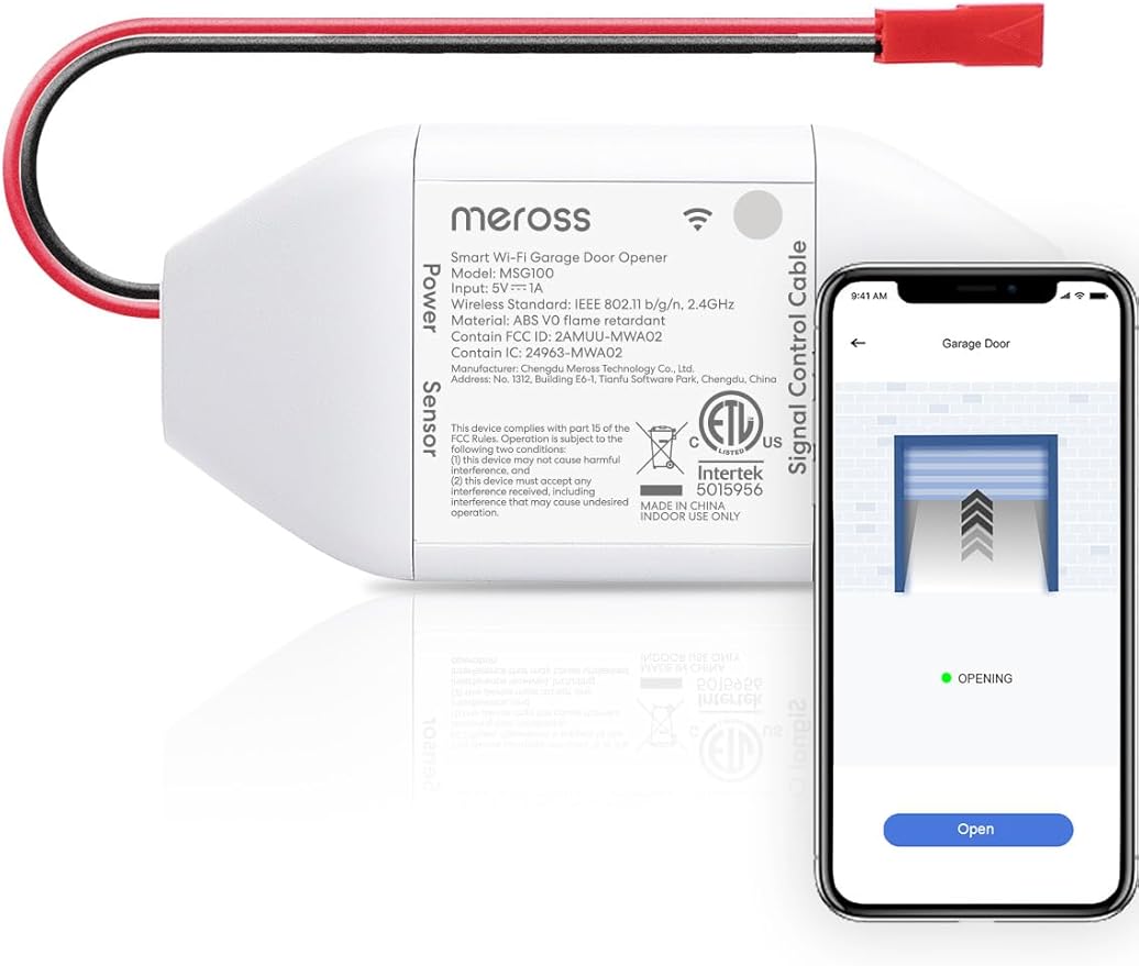 meross Smart WiFi Garage Door Opener Remote Work with Alexa and Google | Compatible with SmartThings, App and Voice Control, Auto Close, Easy to install, No Hub Needed, Non-HomeKit Version