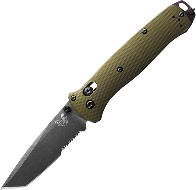Benchmade Bailout Tactical Knife, M4 Steel Blade (537SGY-1) | Woodland Green Aluminum handle, Tanto blade