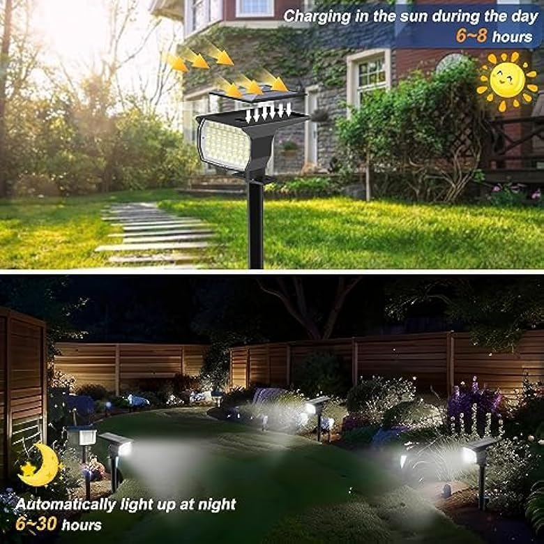 WENATY Solar Spot Lights Outdoor Waterproof Spotlights,6 Pack, Cool White